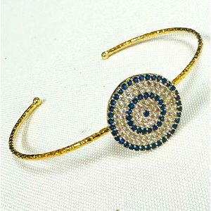 Evil Eye Gold Filled Cubic Zirconia Adjustable Bracelet